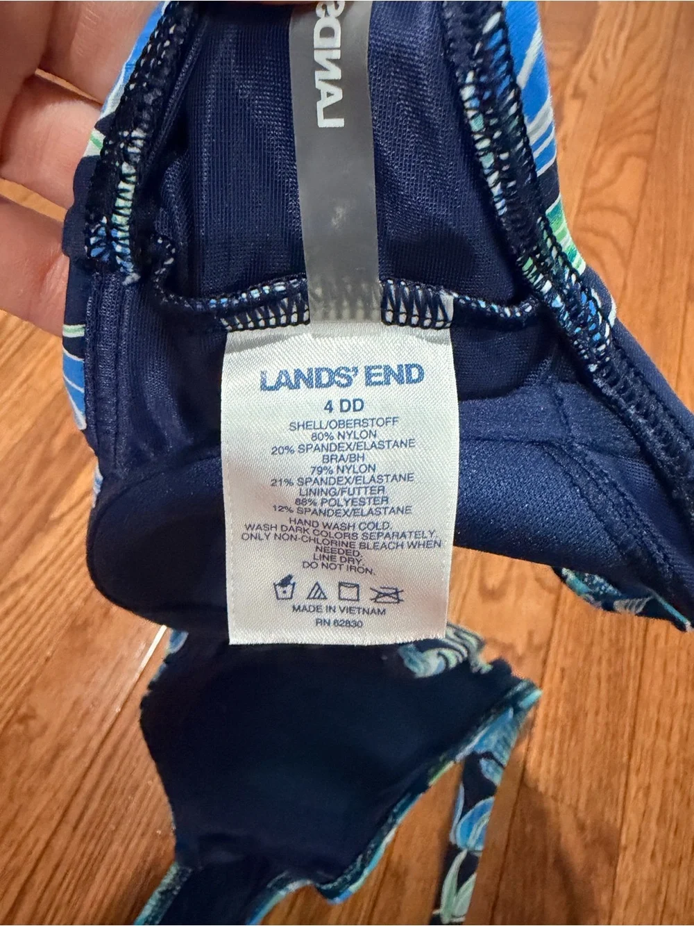Lands' End Blue Floral Bikini Top with Navy Swim Skirted Bottom